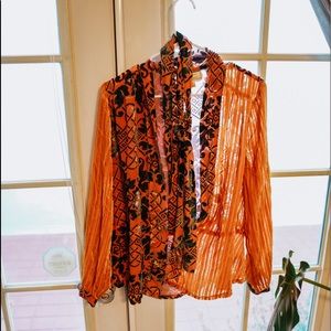 Moulinette Soeurs Anthropologie Burnout Velvet Wrap Top